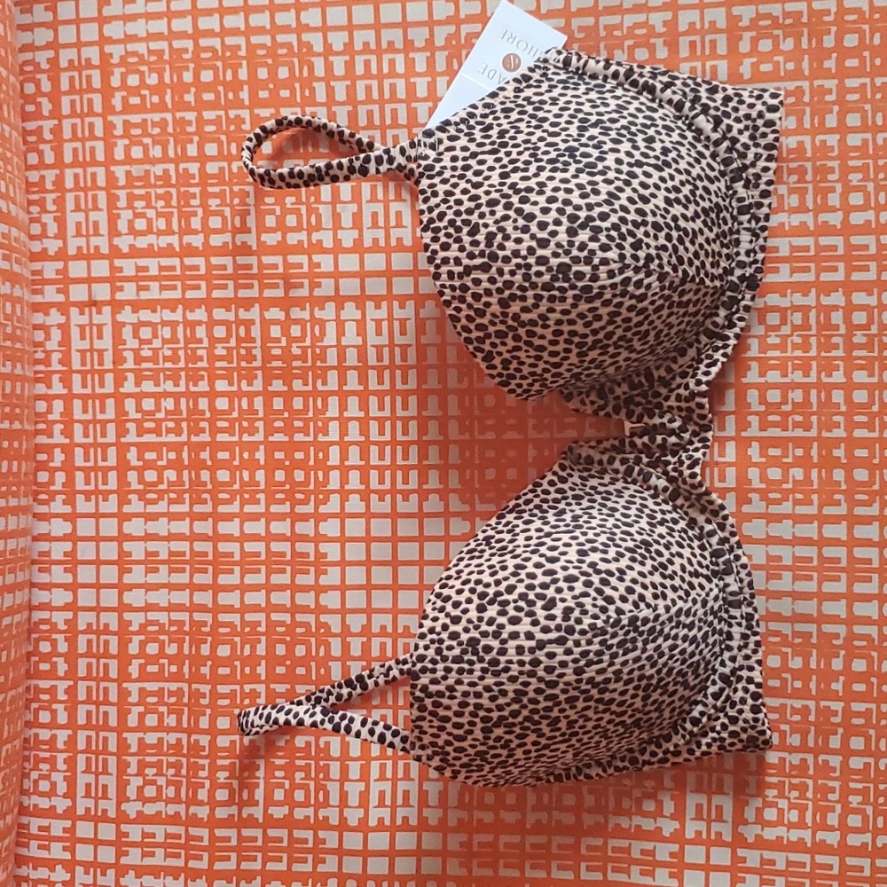 NWT Shade & Shore V-Wire Leopard Print Bikini Top